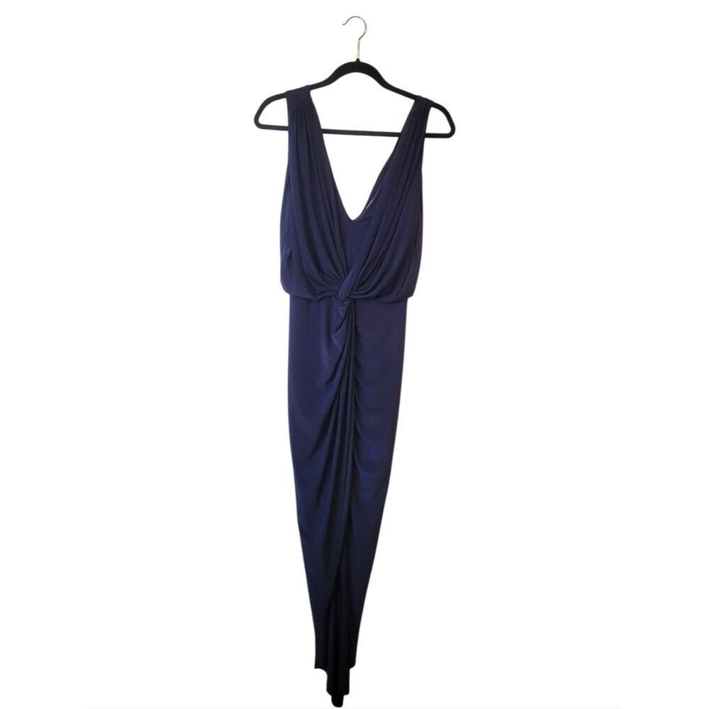 Misa Los Angeles Leza Deep Navy Knot-Front Dress Size S